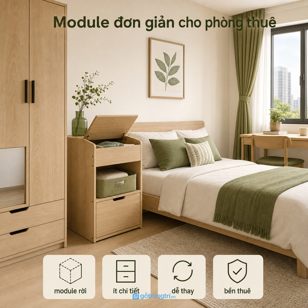 Phòng cho thuê nên dùng module đơn giản, bền và dễ thay