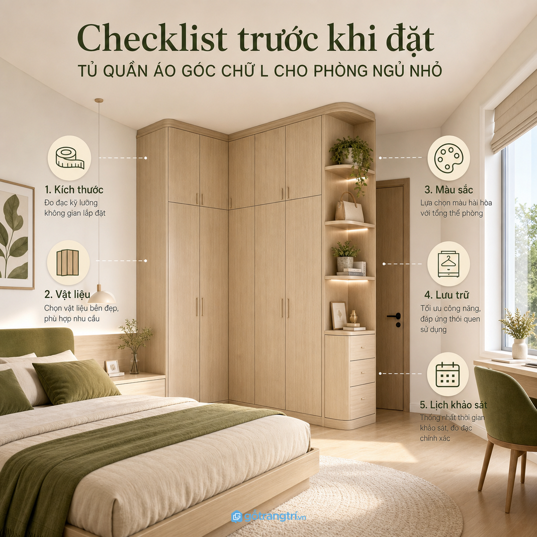 Checklist đặt làm tủ góc chữ L