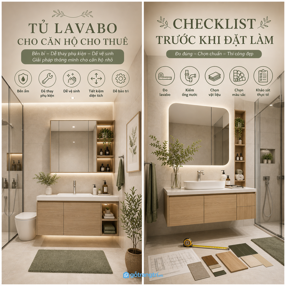 Căn hộ cho thuê nên chọn tủ lavabo bền, kín và dễ bảo trì