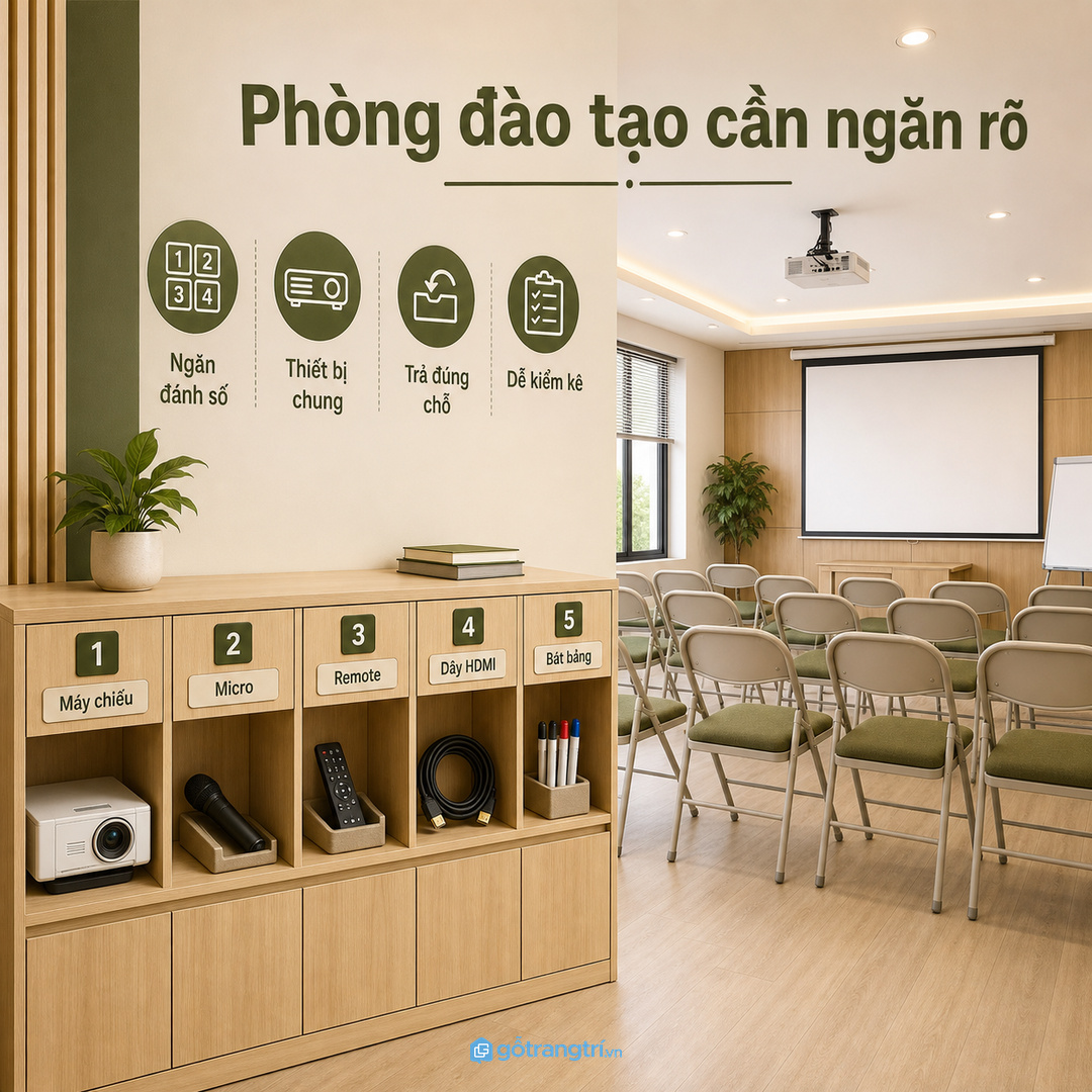 Phòng đào tạo cần ngăn rõ cho thiết bị dùng chung