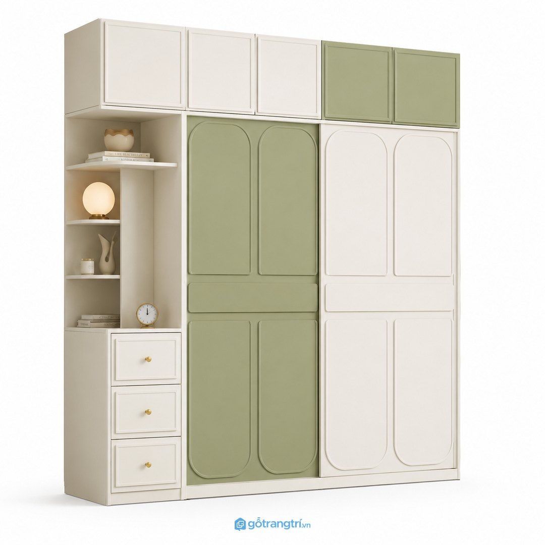 Tủ cửa lùa may đo giúp tận dụng hốc tường và làm phòng ngủ gọn hơn