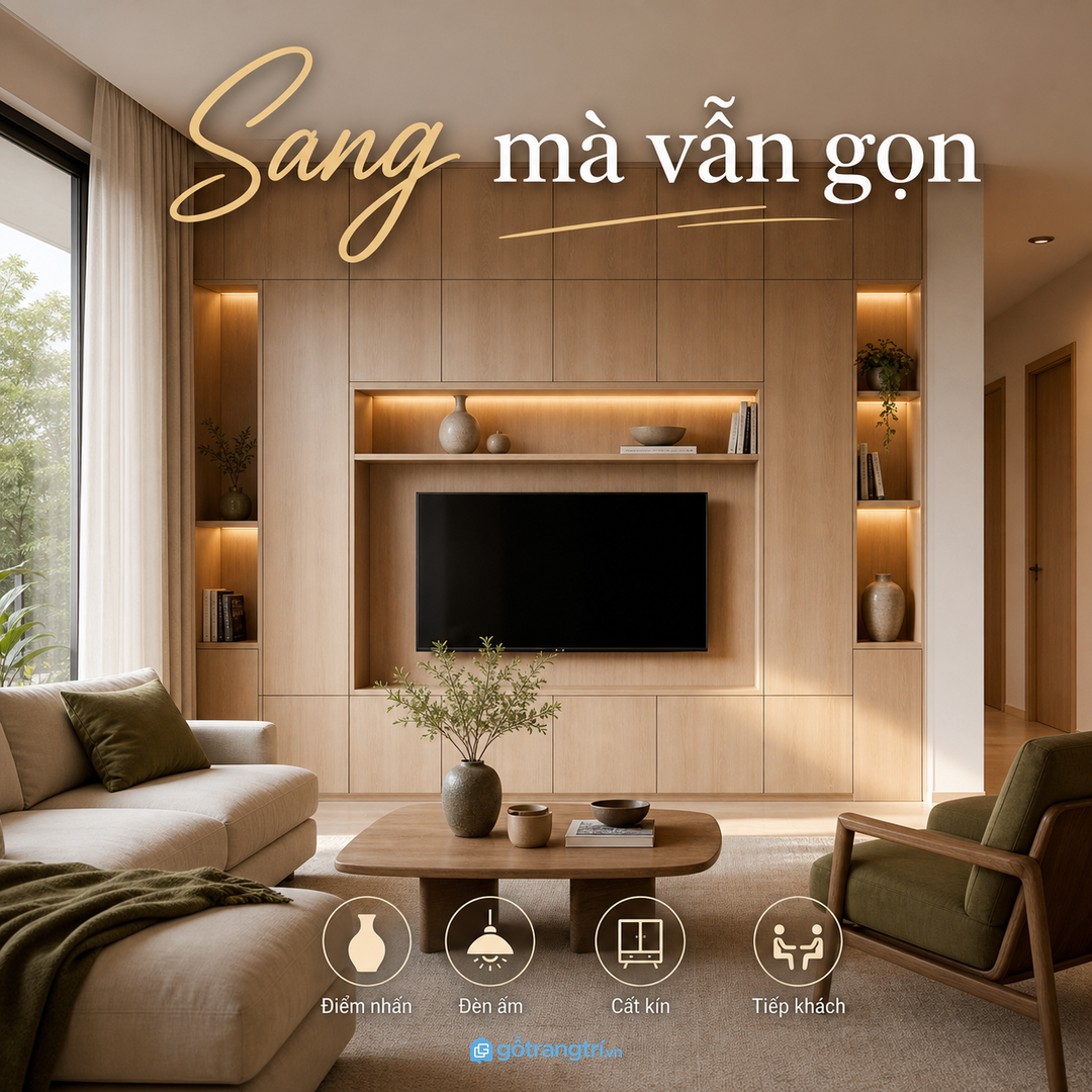 Nhà phố hay tiếp khách cần tủ có điểm nhấn nhưng vẫn gọn