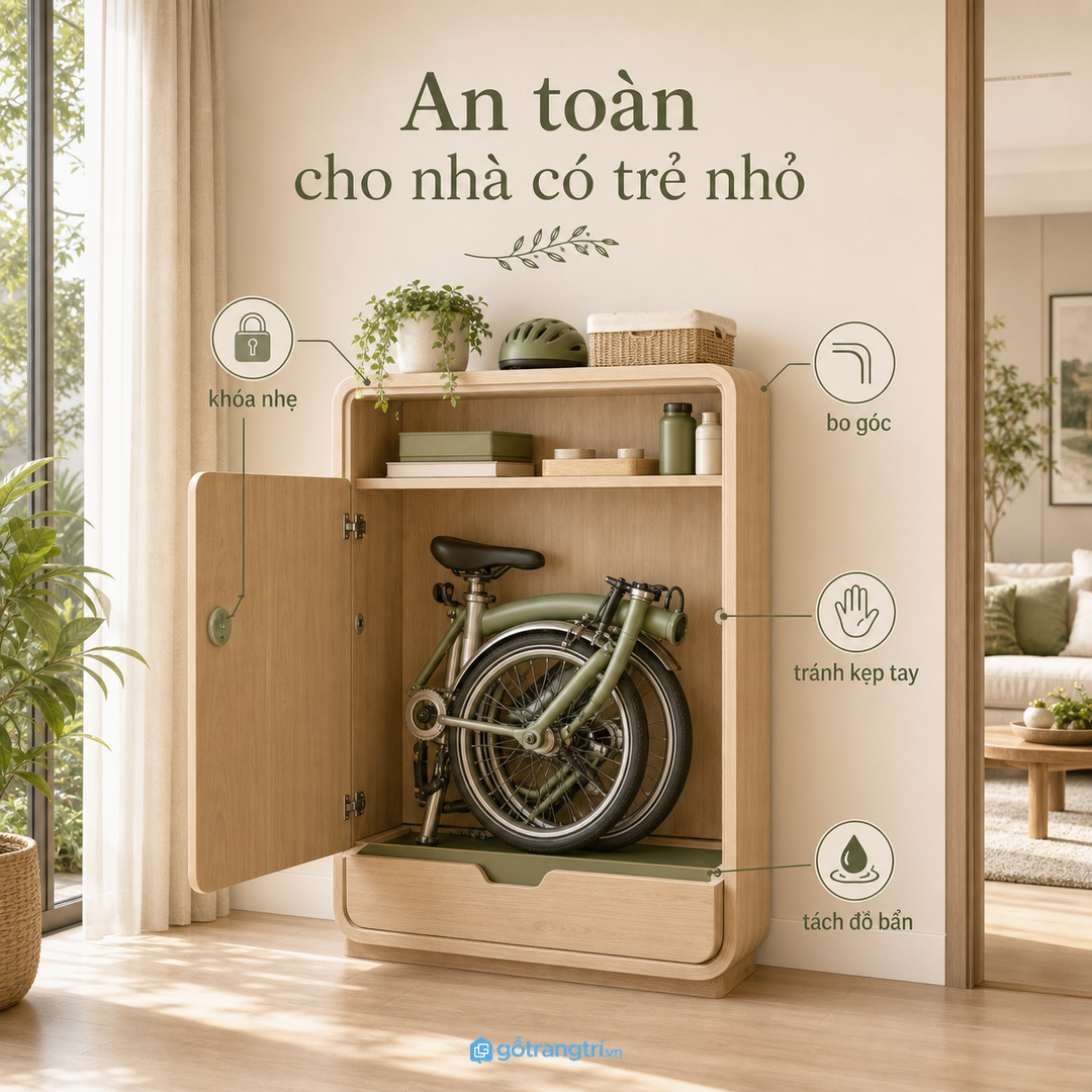 Nhà có trẻ nhỏ cần khóa nhẹ và góc bo an toàn
