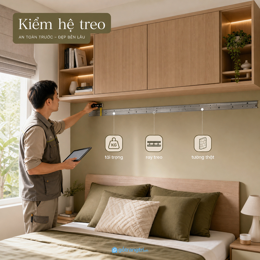 Hệ treo, ray bắt tường và tải trọng cần được kiểm trước khi chốt bản vẽ.