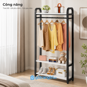 Ba tầng lưu trữ kết hợp thanh treo tiện dụng