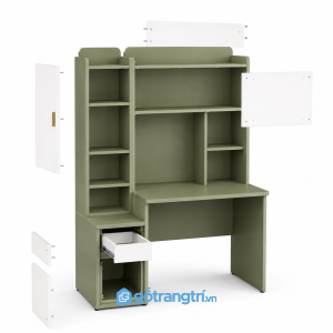 Bàn học liền giá sách có tủ kính hiện đại GHS-4019 - hình ảnh thực tế 1