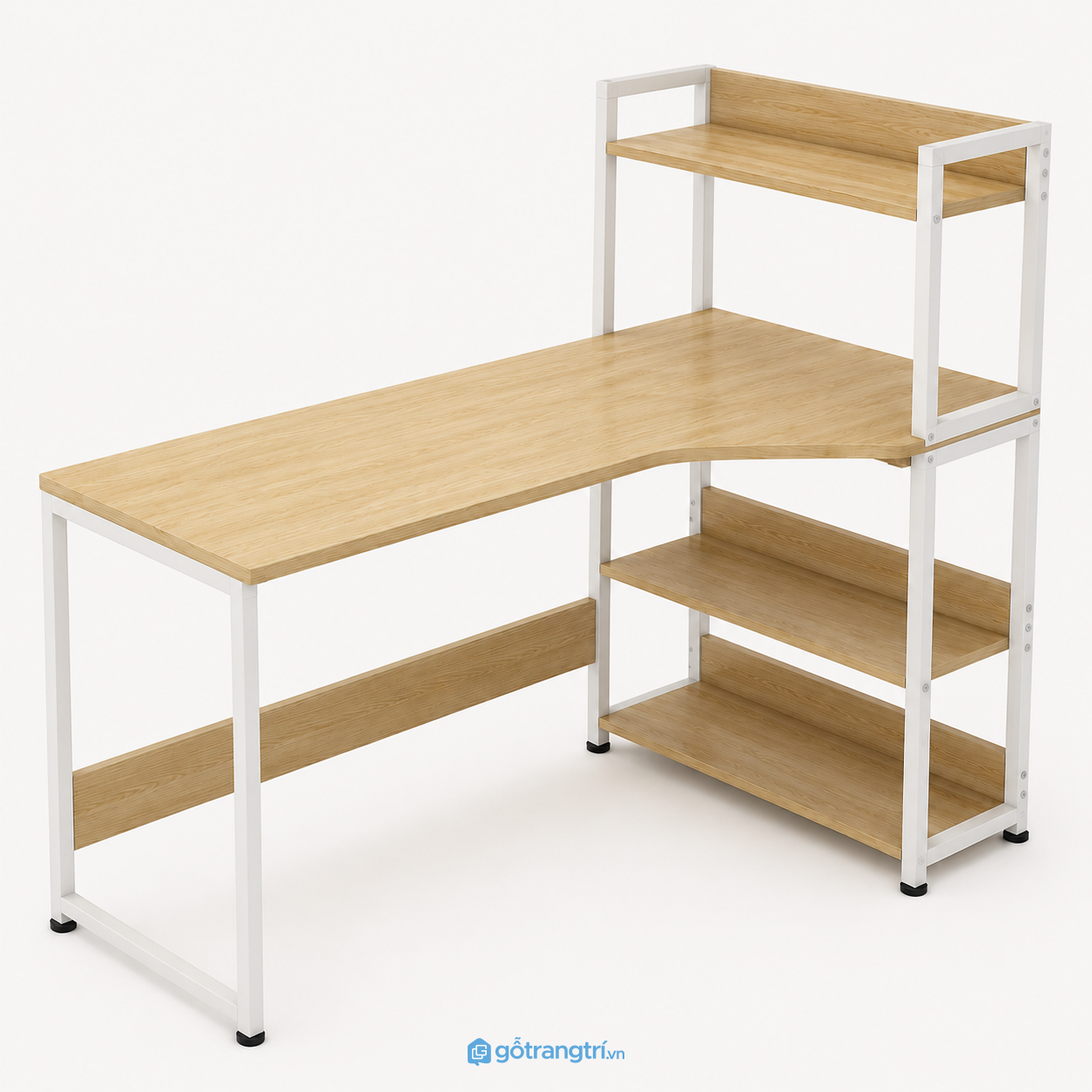 Bàn làm việc 1m6 liền kệ sách khung sắt trắng GHS-4028 - hình ảnh thực tế 1 Bàn làm việc 1m6 liền kệ sách khung sắt trắng GHS-4028 - hình ảnh thực tế 1