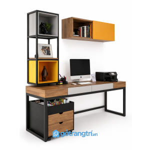 Bàn làm việc 1m8 kèm tủ di động và kệ trang trí GHS-4022