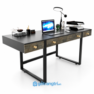 Bàn làm việc 1m8 khung sắt 3 ngăn kéo Industrial GHS-4034