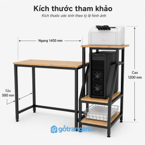 Bàn làm việc chữ L có kệ đa năng tối ưu không gian làm việc và lưu trữ