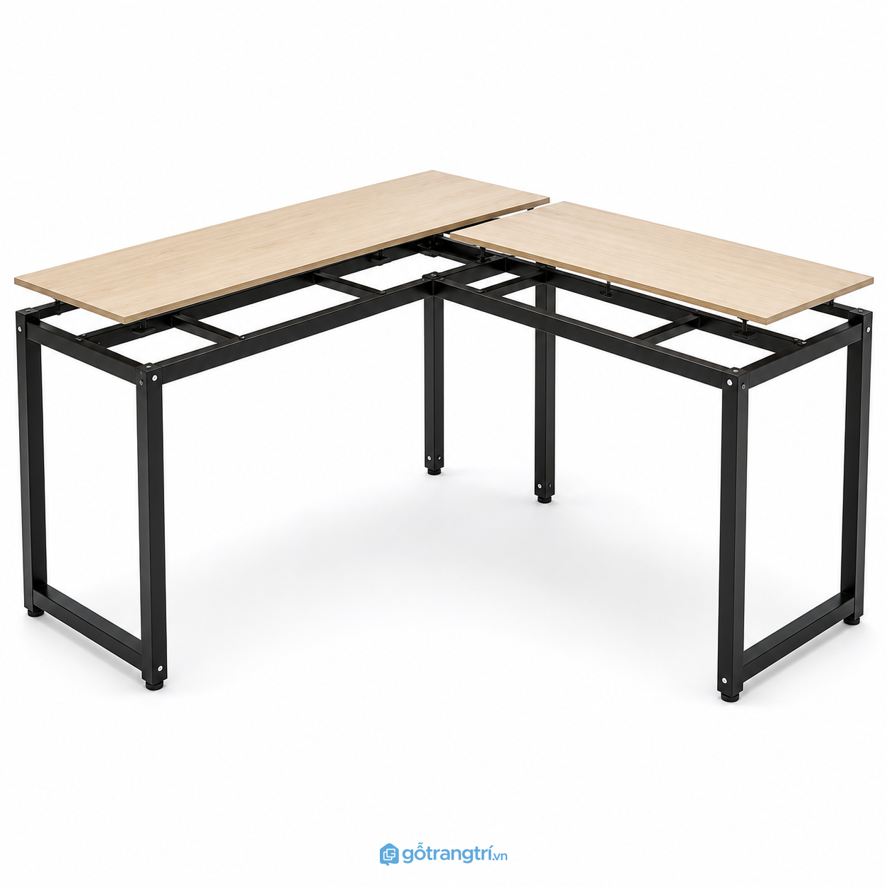 Bàn làm việc chữ L khung sắt mặt gỗ hiện đại GHS-4045 - hình ảnh thực tế 1 Bàn làm việc chữ L khung sắt mặt gỗ hiện đại GHS-4045 - hình ảnh thực tế 1