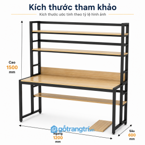 Bàn làm việc có kệ khung sắt 120cm giúp tối ưu không gian lưu trữ