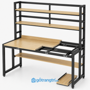 Bàn làm việc có kệ khung sắt 120cm phong cách Industrial GHS-4036 - hình ảnh thực tế 1
