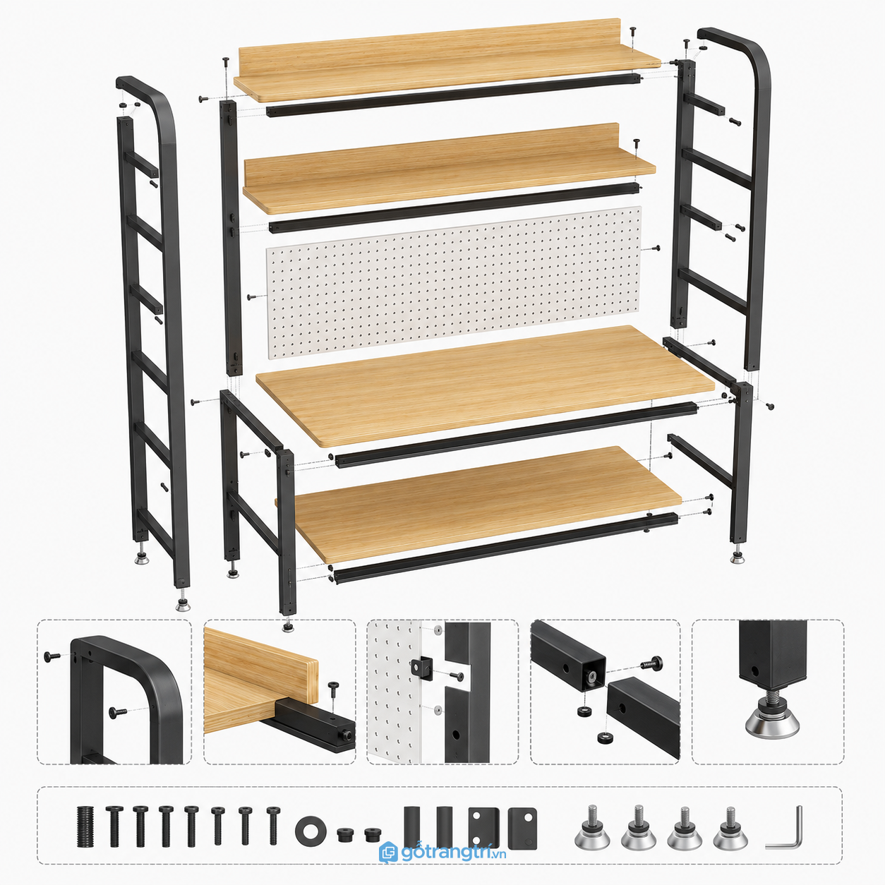 Bàn làm việc có kệ lưu trữ đa năng hiện đại GHS-4033 - hình ảnh thực tế 1