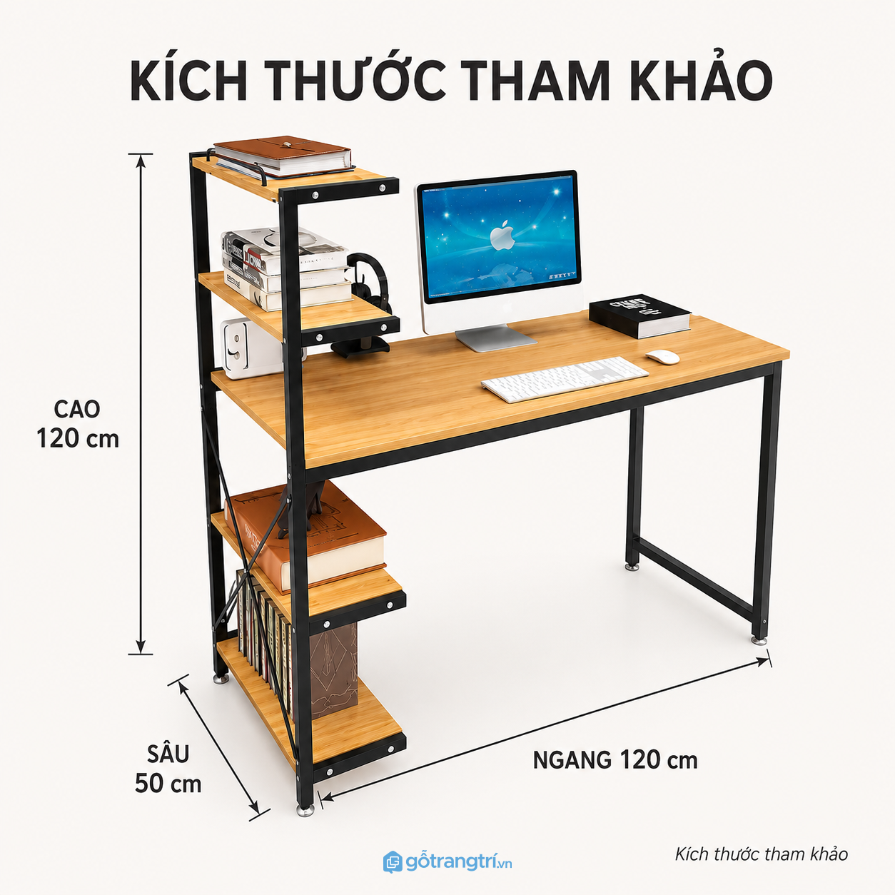 Bàn làm việc có kệ sách bên hông khung sắt tối ưu không gian học tập và làm việc Bàn làm việc có kệ sách bên hông khung sắt tối ưu không gian học tập và làm việc