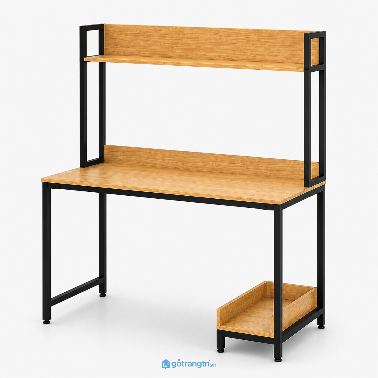 Bàn làm việc có kệ sách khung sắt 120cm Industrial GHS-4035 - hình ảnh thực tế 1