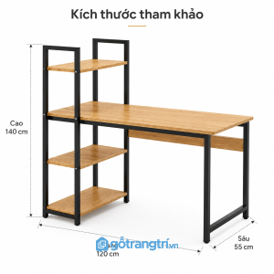 Bàn làm việc có kệ sách liền khung sắt tối ưu lưu trữ và không gian sử dụng