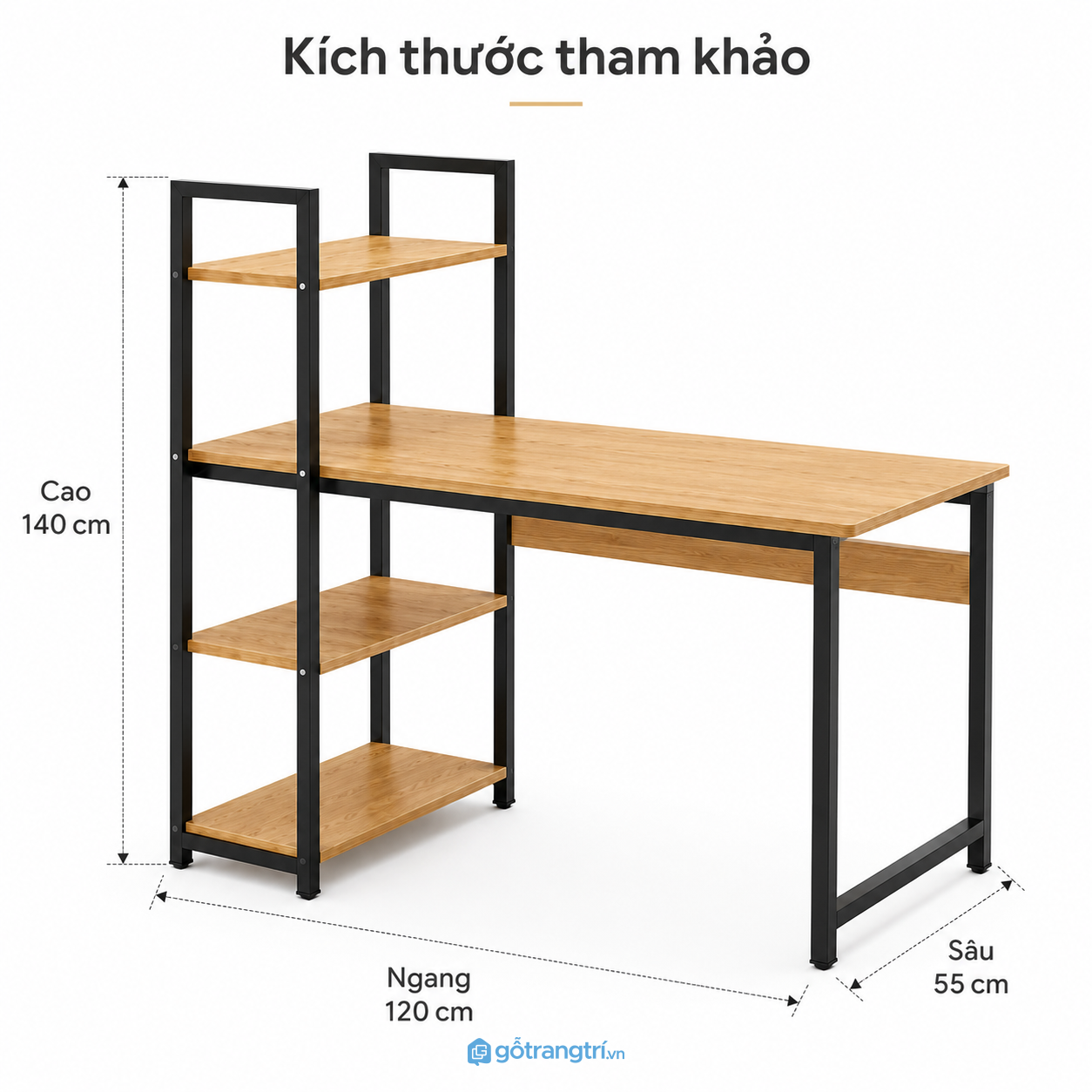 Bàn làm việc có kệ sách liền khung sắt tối ưu lưu trữ và không gian sử dụng Bàn làm việc có kệ sách liền khung sắt tối ưu lưu trữ và không gian sử dụng