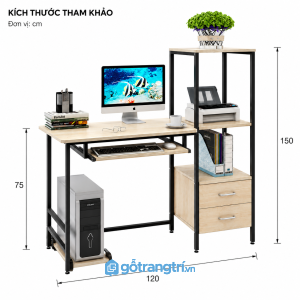 Bàn làm việc có kệ và ngăn kéo hiện đại giúp tối ưu không gian lưu trữ