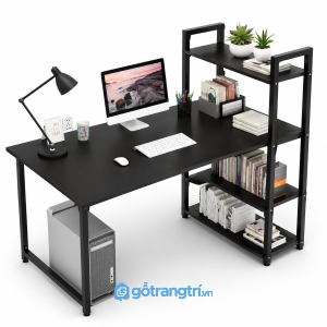 Bàn làm việc kèm kệ sách 140cm khung sắt hiện đại GHS-4046