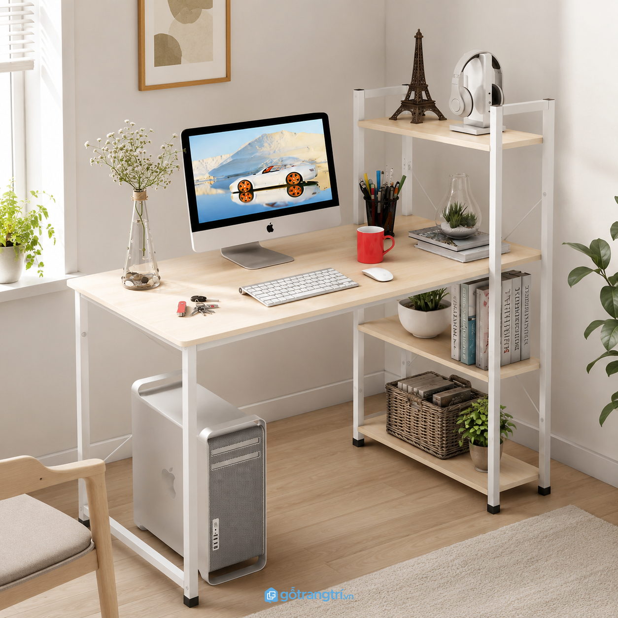 Bàn làm việc kèm kệ sách hiện đại tối ưu không gian GHS-4029 - hình ảnh thực tế 1 Bàn làm việc kèm kệ sách hiện đại tối ưu không gian GHS-4029 - hình ảnh thực tế 1