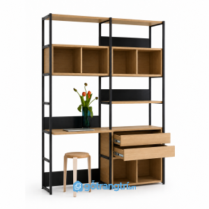 Bàn làm việc kết hợp kệ lưu trữ khung sắt hiện đại GHS-1012 - hình ảnh thực tế 1