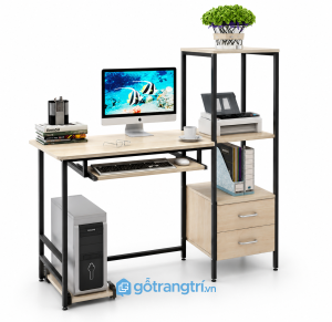 Bàn làm việc khung sắt kèm kệ đa năng hiện đại GHS-4041 - 1200x600x1280mm - Tùy chọn - GHS-4041