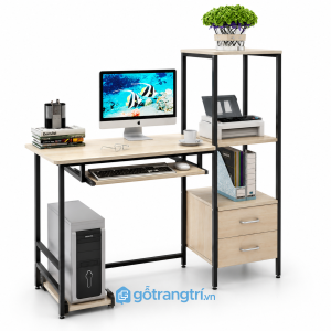 Bàn làm việc khung sắt kèm kệ đa năng hiện đại GHS-4041 - 1200x600x1280mm - Tùy chọn - GHS-4041
