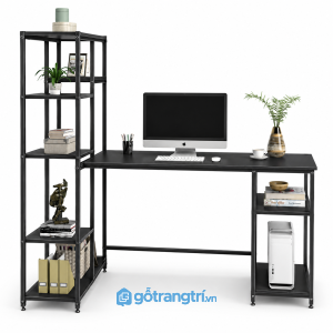 Bàn làm việc khung sắt liền kệ sách hiện đại GHS-4042 - 1470x500x1450mm - Tùy chọn - GHS-4042