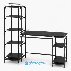 Bàn làm việc khung sắt liền kệ sách hiện đại GHS-4042 - hình ảnh thực tế 1