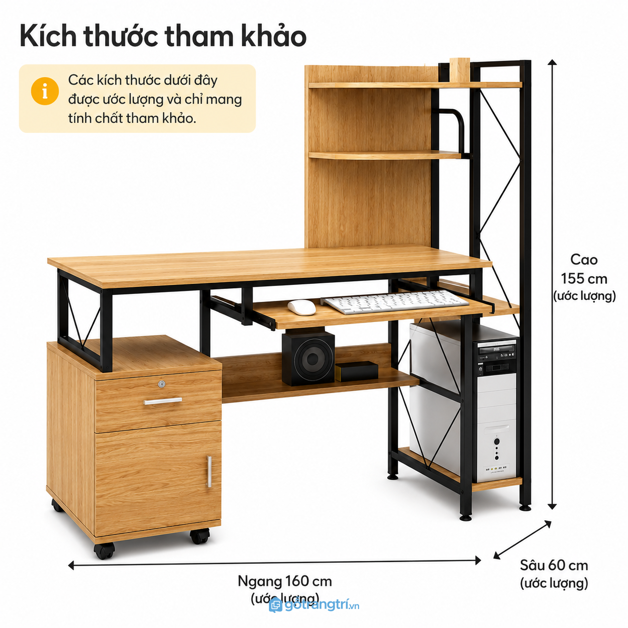 Bàn máy tính khung sắt liền kệ sách đa năng Bàn máy tính khung sắt liền kệ sách đa năng