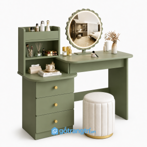 Bàn trang điểm có gương đèn LED hiện đại GHS-4020 - 120x45x138cm - Xanh olive - GHS-4020a