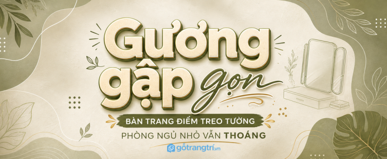 Bàn trang điểm treo tường có gương gập: gọn góc làm đẹp cho phòng ngủ nhỏ