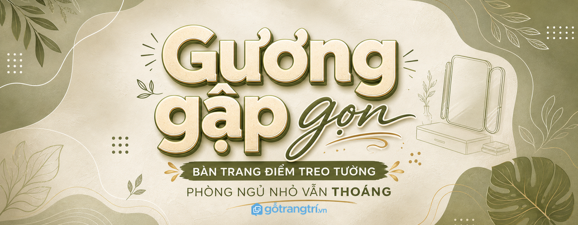 Bàn trang điểm treo tường có gương gập: gọn góc làm đẹp cho phòng ngủ nhỏ