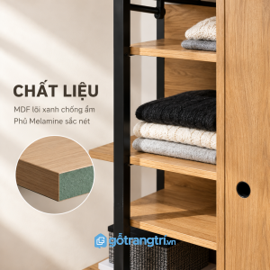 Bề mặt vân gỗ dễ vệ sinh, khung kim loại chắc chắn