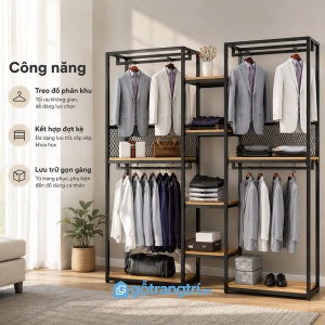 Bốn thanh treo và nhiều tầng chứa đồ
