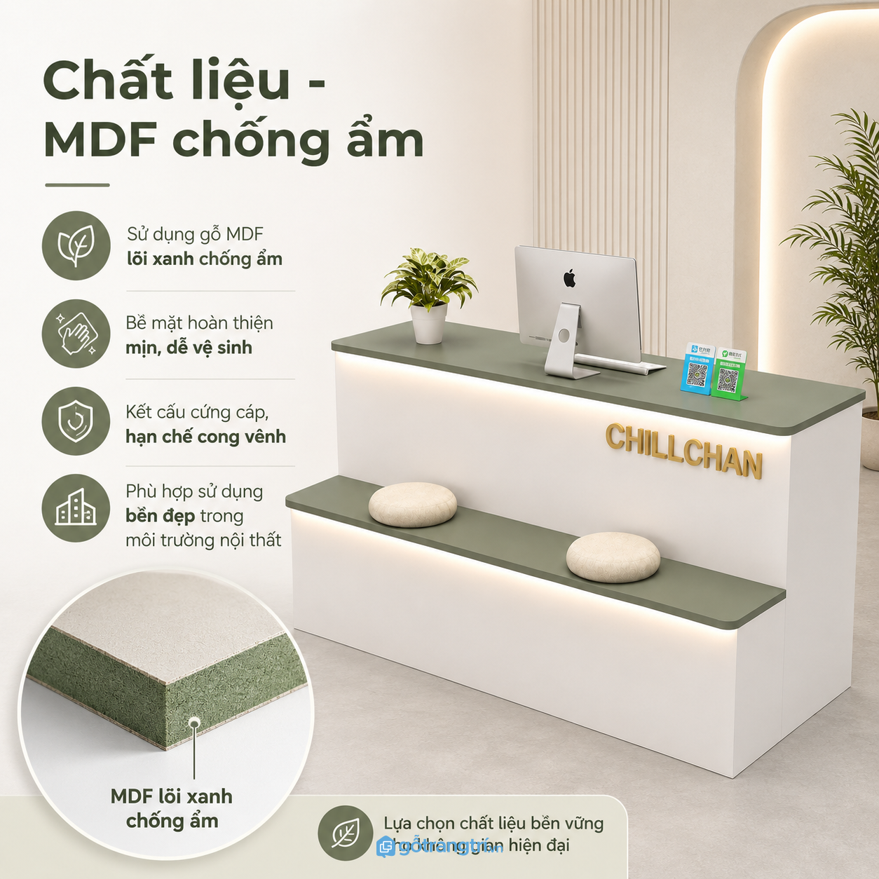 Chất liệu bền đẹp, phù hợp sử dụng lâu dài Chất liệu bền đẹp, phù hợp sử dụng lâu dài