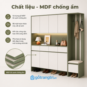 Chất liệu gỗ công nghiệp chống ẩm, dễ vệ sinh