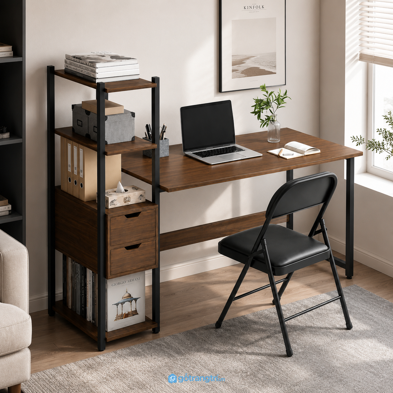 Chi tiết thiết kế Bàn làm việc 1m4 liền kệ sách có ngăn kéo GHS-4025 Chi tiết thiết kế Bàn làm việc 1m4 liền kệ sách có ngăn kéo GHS-4025