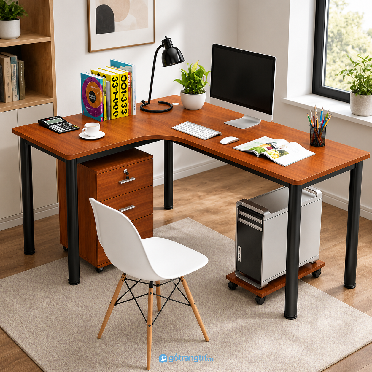 Chi tiết thiết kế Bàn làm việc chữ L 1m8 có hộc tủ di động GHS-4026 Chi tiết thiết kế Bàn làm việc chữ L 1m8 có hộc tủ di động GHS-4026