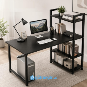 Chi tiết thiết kế Bàn làm việc kèm kệ sách 140cm khung sắt hiện đại GHS-4046