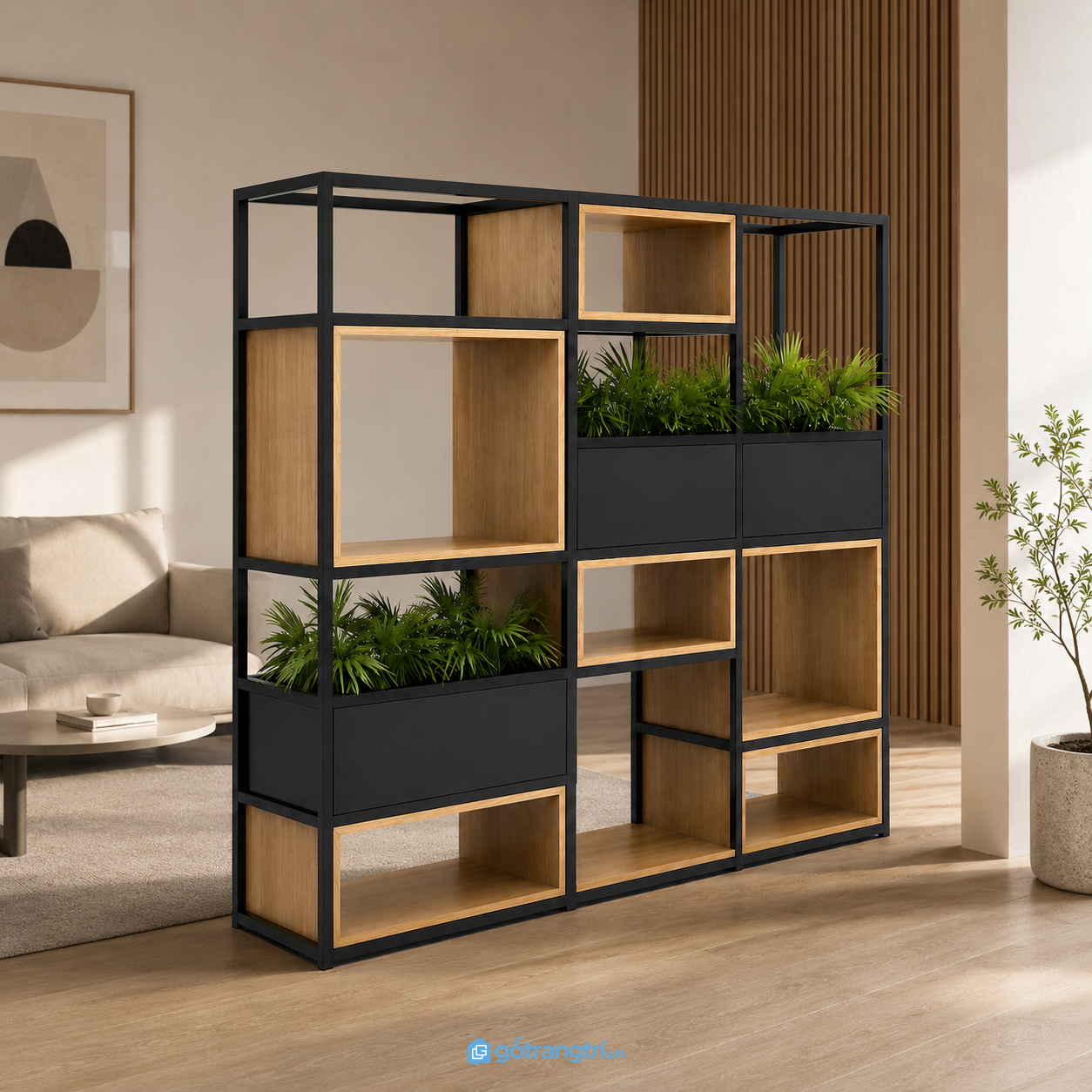 Chi tiết thiết kế Kệ trang trí khung sắt gỗ có hộc lưu trữ hiện đại GHS-1002 Chi tiết thiết kế Kệ trang trí khung sắt gỗ có hộc lưu trữ hiện đại GHS-1002