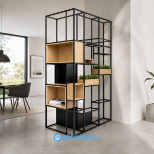 Chi tiết thiết kế Kệ trang trí khung sắt kết hợp bồn cây hiện đại GHS-2009