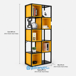 Chi tiết thiết kế Kệ trang trí khung sắt ô vuông hiện đại nhiều ngăn GHS-1014