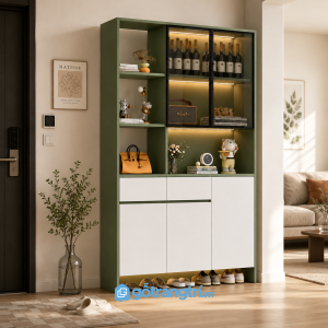 Chi tiết thiết kế Tủ rượu cánh kính lùa có đèn LED hiện đại GHS-5077