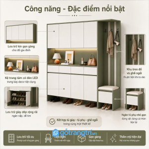 Công năng lưu trữ đa dạng cho giày dép và đồ cá nhân
