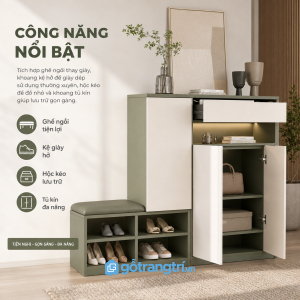 Công năng lưu trữ giày dép và đồ cá nhân rõ ràng