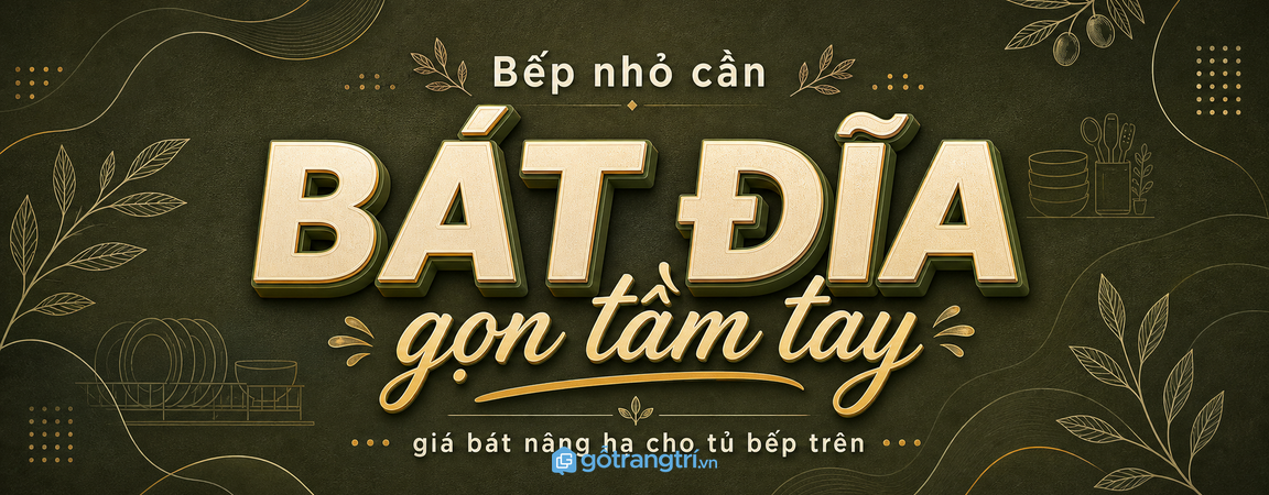Giá bát nâng hạ tủ bếp trên cho căn hộ nhỏ: với tay nhẹ, úp bát gọn, dùng bền