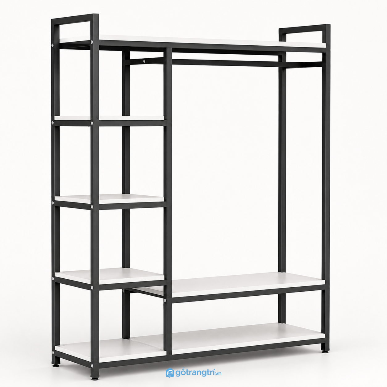 Giá treo quần áo khung sắt có kệ để giày 1m2 GHS-1006 - hình ảnh thực tế 1