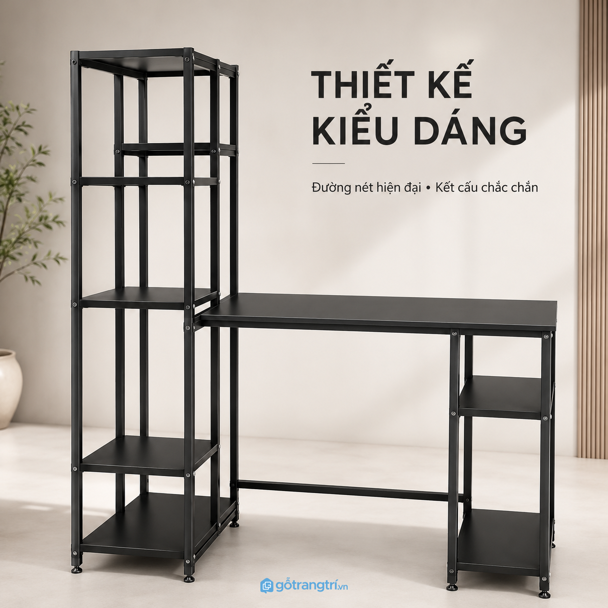 Hệ kệ lưu trữ rộng rãi giúp sắp xếp khoa học